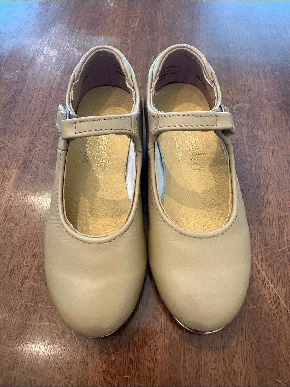 Kids Beige Mary Jane Tap Shoes with Velcro Straps